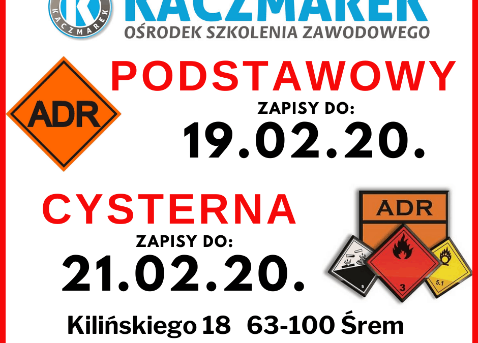 kurs ADR podstawowy + cysterna Śrem LUTY